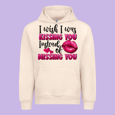 I Wish I Was Kissing You Instead Of Missing You Urban Hoodie Designed By Fadigitalartstudio