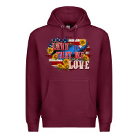 Burgundy Land that we love 4th of july Premium Hoodie - CowGirlArtShop