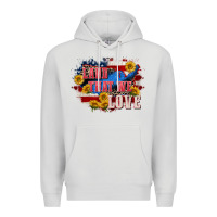 Dove Grey Land that we love 4th of july Premium Hoodie - CowGirlArtShop