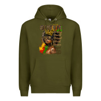 Army Green afro queen juneteenth Premium Hoodie - HRA Design Shop