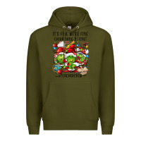 Army Green it's fine we're fine everythıng is fine! Premium Hoodie - FaDigitalArtStudio