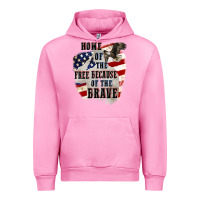 Fuchsia Pink Home of the free because of the brave 4th of july Urban Hoodie - CowGirlArtShop