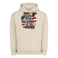 Pigment French Oak Home of the free because of the brave 4th of july Urban Hoodie - CowGirlArtShop