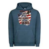 Pigment Midnight Navy Home of the free because of the brave 4th of july Urban Hoodie - CowGirlArtShop