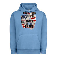 Pigment Pebble Blue Home of the free because of the brave 4th of july Urban Hoodie - CowGirlArtShop