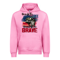 Fuchsia Pink Home of the free because of the brave 4th of july Urban Hoodie - CowGirlArtShop