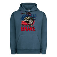 Pigment Midnight Navy Home of the free because of the brave 4th of july Urban Hoodie - CowGirlArtShop