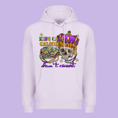King Cake Calories Don't Count Skull Premium Hoodie Designed By Fadigitalartstudio