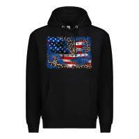 Black Leopard glitter American flag 4th of july Premium Hoodie - CowGirlArtShop