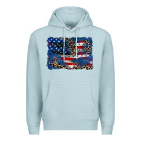 Blue Mist Leopard glitter American flag 4th of july Premium Hoodie - CowGirlArtShop