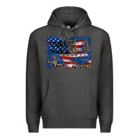 Charcoal Heather Leopard glitter American flag 4th of july Premium Hoodie - CowGirlArtShop
