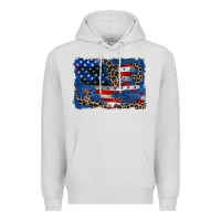Dove Grey Leopard glitter American flag 4th of july Premium Hoodie - CowGirlArtShop