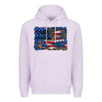 Lilac Leopard glitter American flag 4th of july Premium Hoodie - CowGirlArtShop