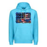 Ocean Blue Leopard glitter American flag 4th of july Premium Hoodie - CowGirlArtShop