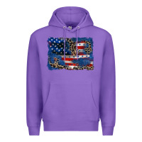 Purple Leopard glitter American flag 4th of july Premium Hoodie - CowGirlArtShop