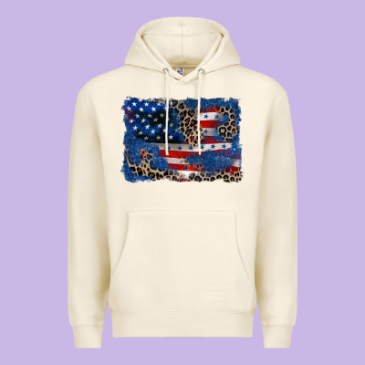 Leopard Glitter American Flag 4th Of July Premium Hoodie Designed By Cowgirlartshop