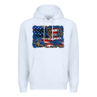 White Leopard glitter American flag 4th of july Premium Hoodie - CowGirlArtShop