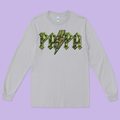 Papa  Lightning Camouflage Long Sleeve Tee Designed By Barkaloodesign