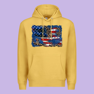 Leopard Glitter American Flag 4th Of July Premium Hoodie Designed By Cowgirlartshop