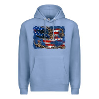 Colony Blue Leopard glitter American flag 4th of july Premium Hoodie - CowGirlArtShop