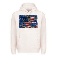 Pale Pink Leopard glitter American flag 4th of july Premium Hoodie - CowGirlArtShop