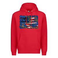 Red Leopard glitter American flag 4th of july Premium Hoodie - CowGirlArtShop