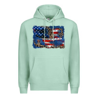 Seafoam Leopard glitter American flag 4th of july Premium Hoodie - CowGirlArtShop