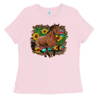 Western Horse Cactus Sunflowers Serape Leopard  Turquoise Wooden Ladies Tee | Teevron