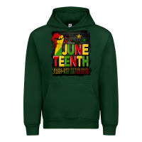 Forest Green juneteenth fist free ish since 1865 with background Urban Hoodie - HRA Design Shop