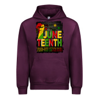 Mauve Wine juneteenth fist free ish since 1865 with background Urban Hoodie - HRA Design Shop