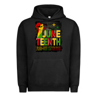 Pigment Black juneteenth fist free ish since 1865 with background Urban Hoodie - HRA Design Shop