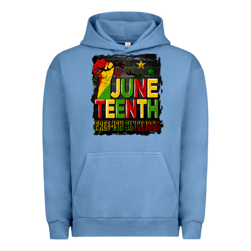 Juneteenth Fist Free Ish Since 1865 With Background Urban Hoodie by HRA Design Shop | Teevron