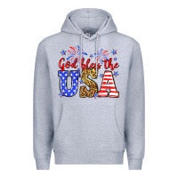 Heather Grey God bless the USA Premium Hoodie - Neo Western