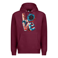 Burgundy Love 4th of July Premium Hoodie - CowGirlArtShop