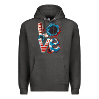 Charcoal Heather Love 4th of July Premium Hoodie - CowGirlArtShop