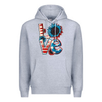 Heather Grey Love 4th of July Premium Hoodie - CowGirlArtShop
