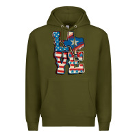 Army Green Love Texas  4th of july Premium Hoodie - CowGirlArtShop
