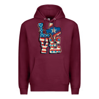Burgundy Love Texas  4th of july Premium Hoodie - CowGirlArtShop