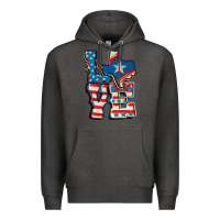 Charcoal Heather Love Texas  4th of july Premium Hoodie - CowGirlArtShop