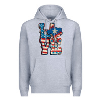 Heather Grey Love Texas  4th of july Premium Hoodie - CowGirlArtShop