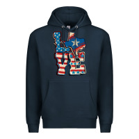 Navy Love Texas  4th of july Premium Hoodie - CowGirlArtShop