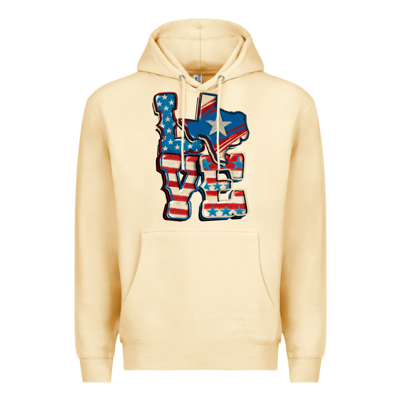 Love Texas  4th Of July Premium Hoodie by CowGirlArtShop | Teevron
