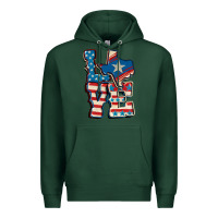 Sports Green Love Texas  4th of july Premium Hoodie - CowGirlArtShop