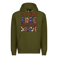 Army Green Home of the free because of the brave Premium Hoodie - Neo Western