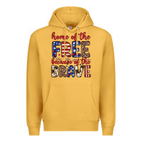 Mustard Home of the free because of the brave Premium Hoodie - Neo Western