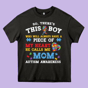 Lil Autism Mom Heavy Core Tee Designed By Cowhidedigitalart