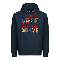 Navy Home of the free because of the brave Premium Hoodie - Neo Western