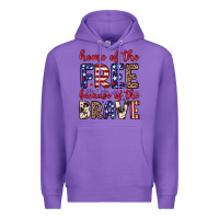 Purple Home of the free because of the brave Premium Hoodie - Neo Western