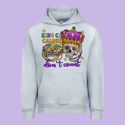 King Cake Calories Don't Count Skull Urban Hoodie Designed By Fadigitalartstudio