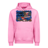Fuchsia Pink Leopard glitter American flag 4th of july Urban Hoodie - CowGirlArtShop